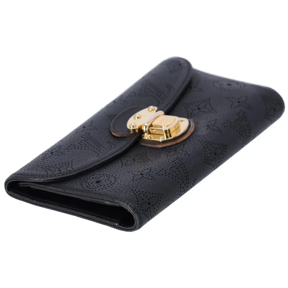Louis Vuitton Amelia Mahina Monogram Long Trifold Wallet Black